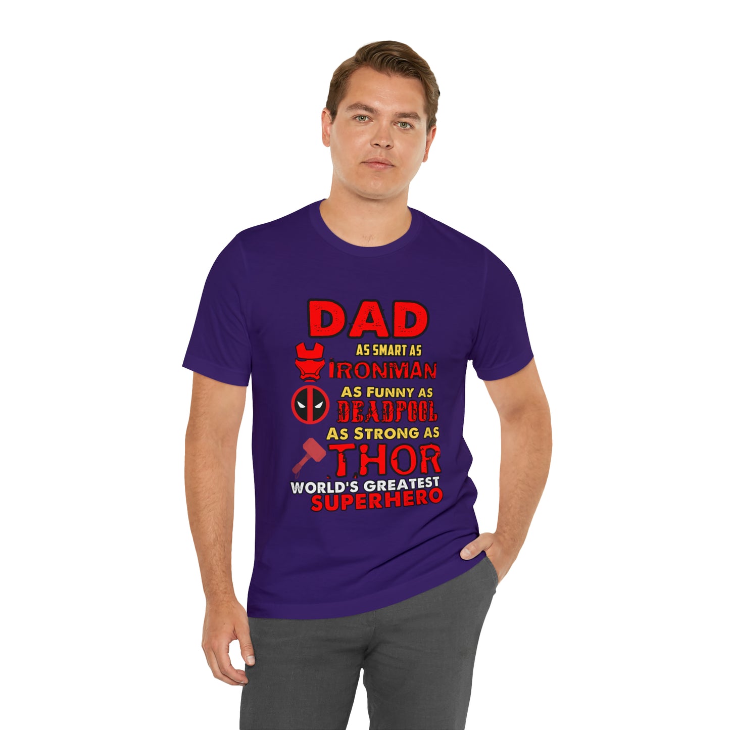 Dad World's Greatest Super Hero Unisex Jersey Short Sleeve Tee