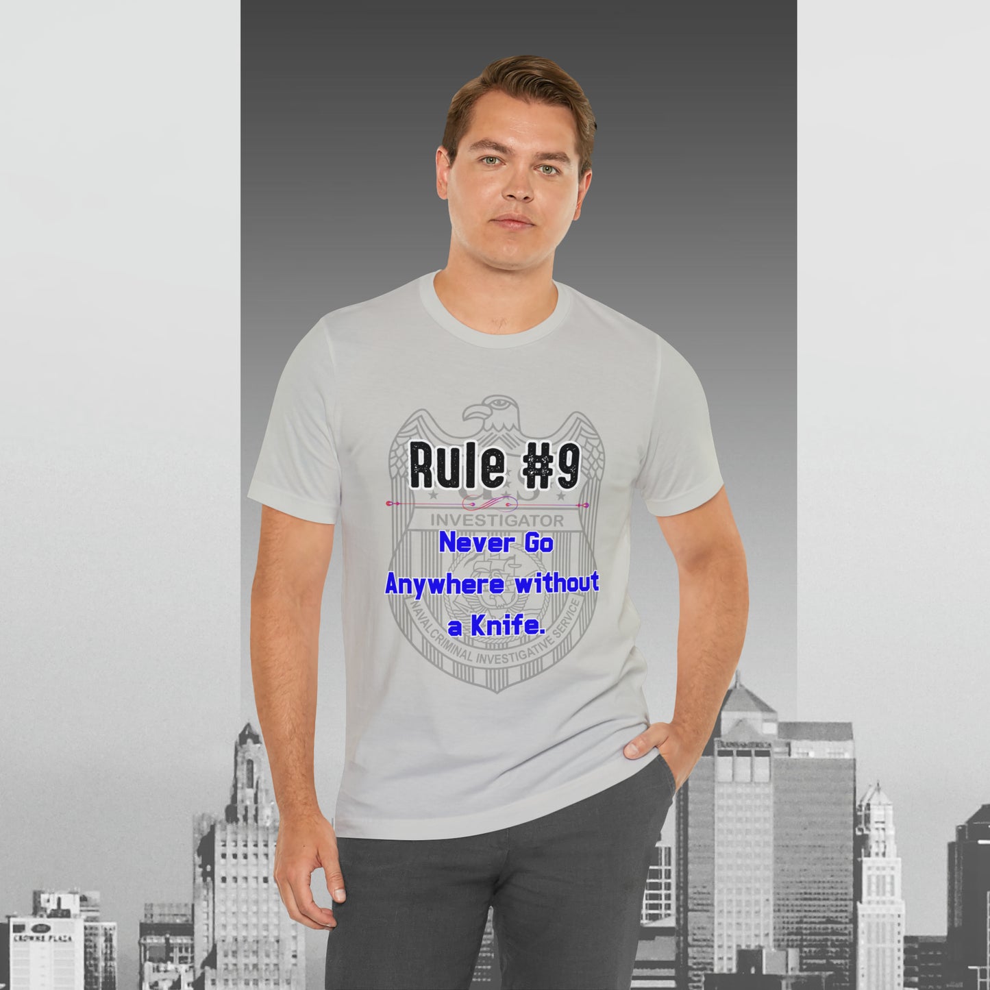 Rules of Gibbs #9 Never go anywhere without a Knife. Unisex Jersey Short Sleeve Tee