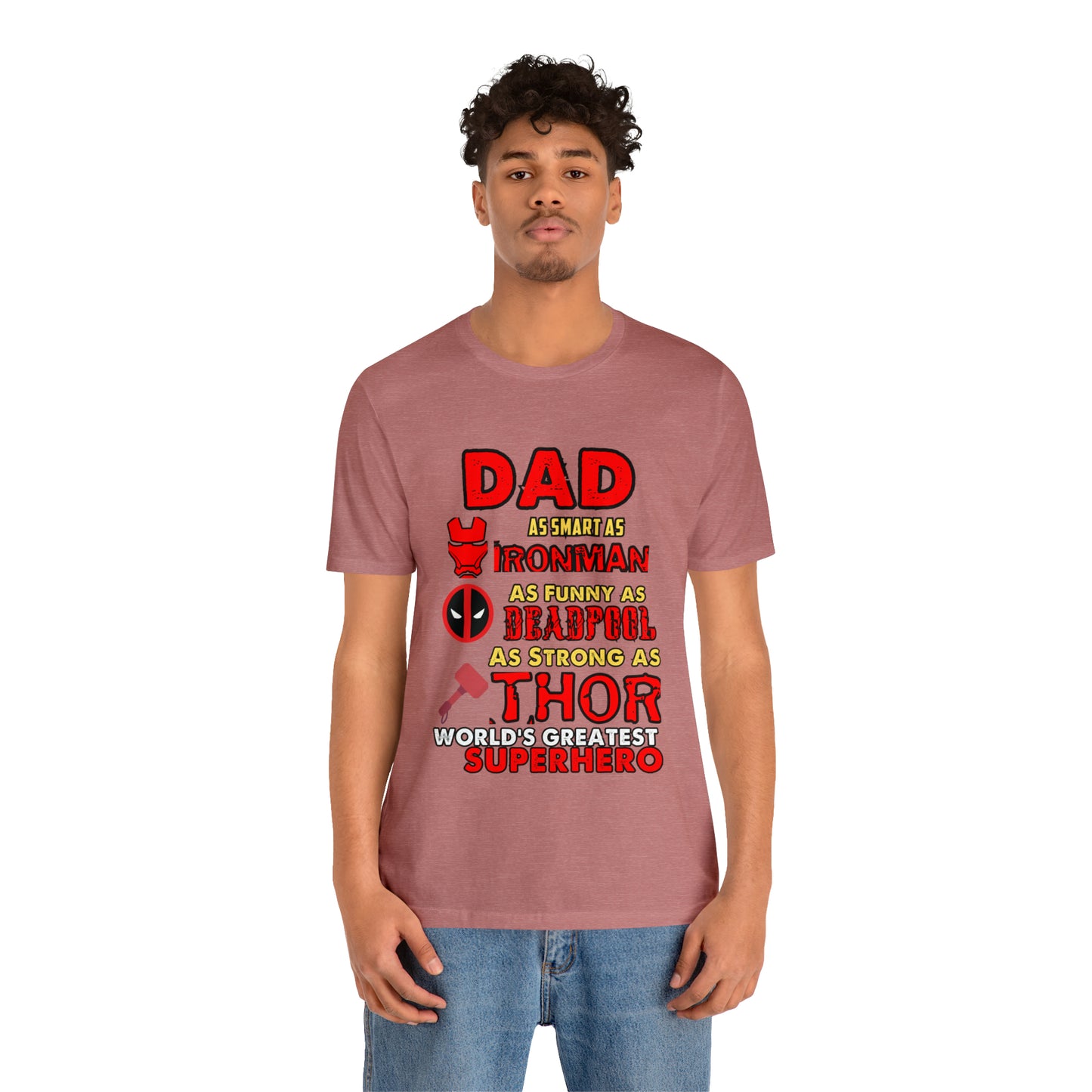 Dad World's Greatest Superhero Unisex Jersey Short Sleeve Tee