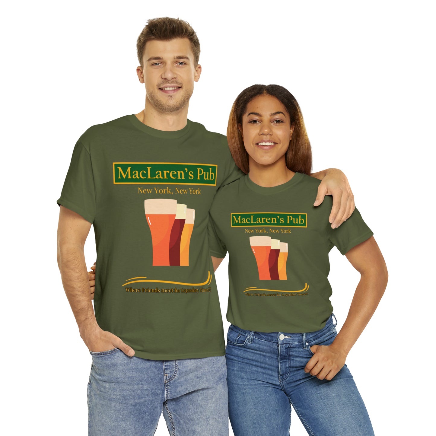 MacLaren's Pub Where Friends meet for Legendary Times!!!! Unisex Heavy Cotton Tee