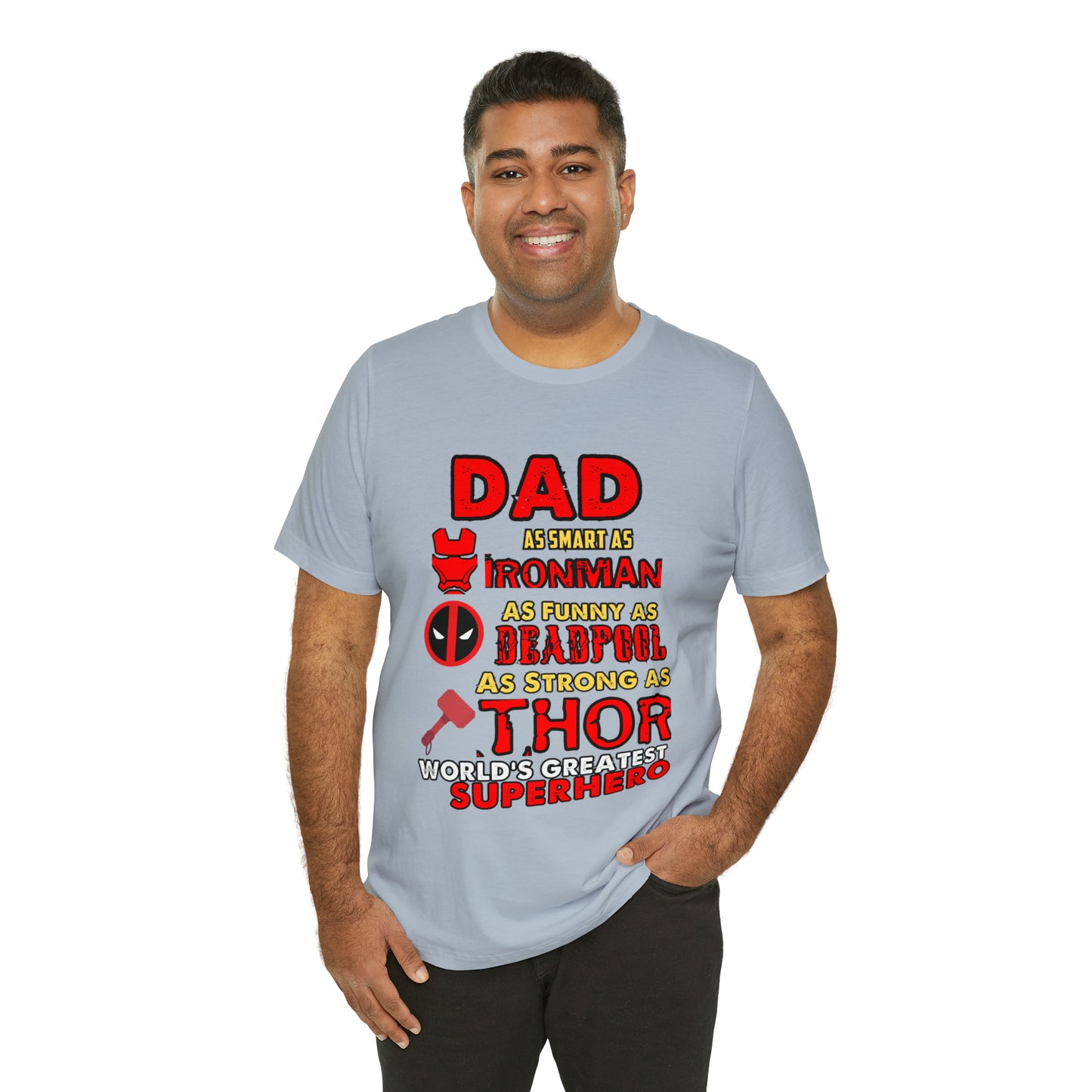 Dad World's Greatest Super Hero Unisex Jersey Short Sleeve Tee