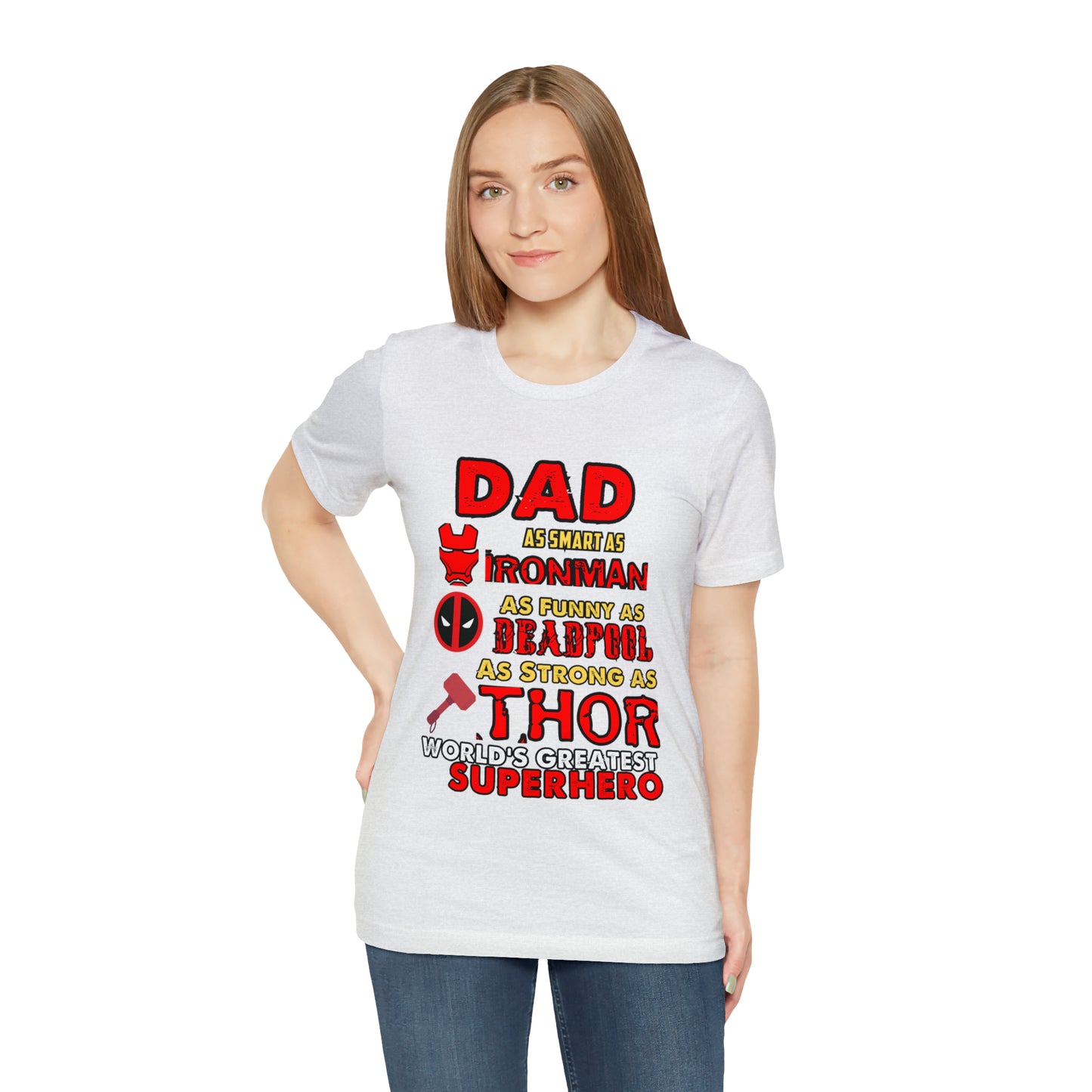 Dad World's Greatest Superhero Unisex Jersey Short Sleeve Tee