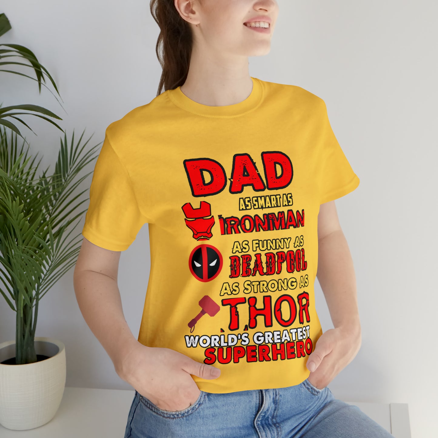 Dad World's Greatest Superhero Unisex Jersey Short Sleeve Tee