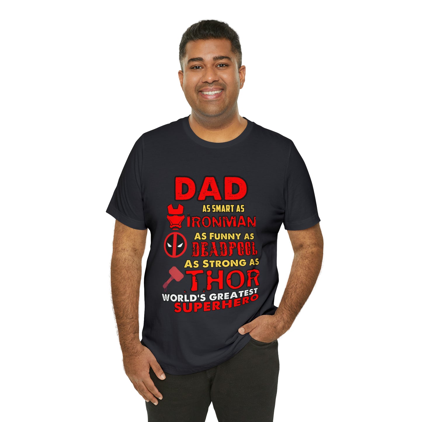 Dad World's Greatest Superhero Unisex Jersey Short Sleeve Tee