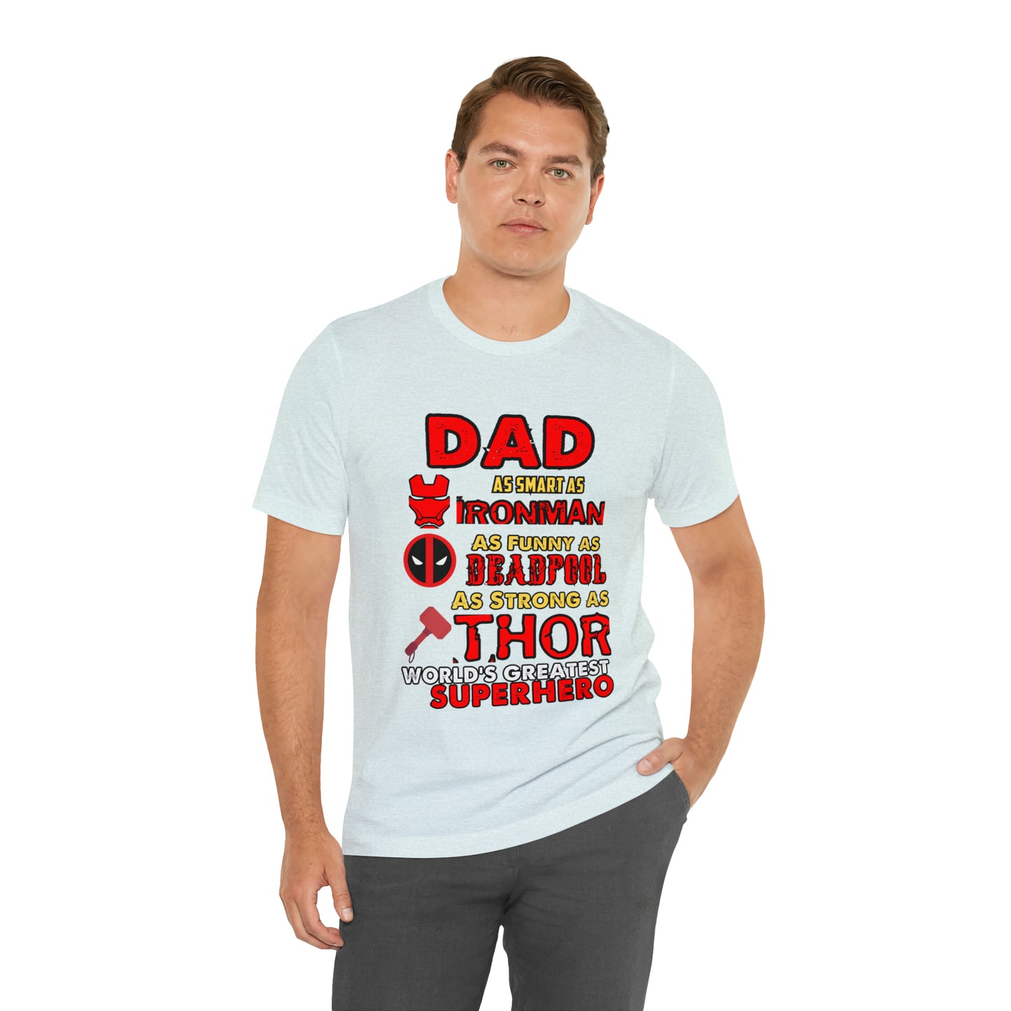 Dad World's Greatest Super Hero Unisex Jersey Short Sleeve Tee