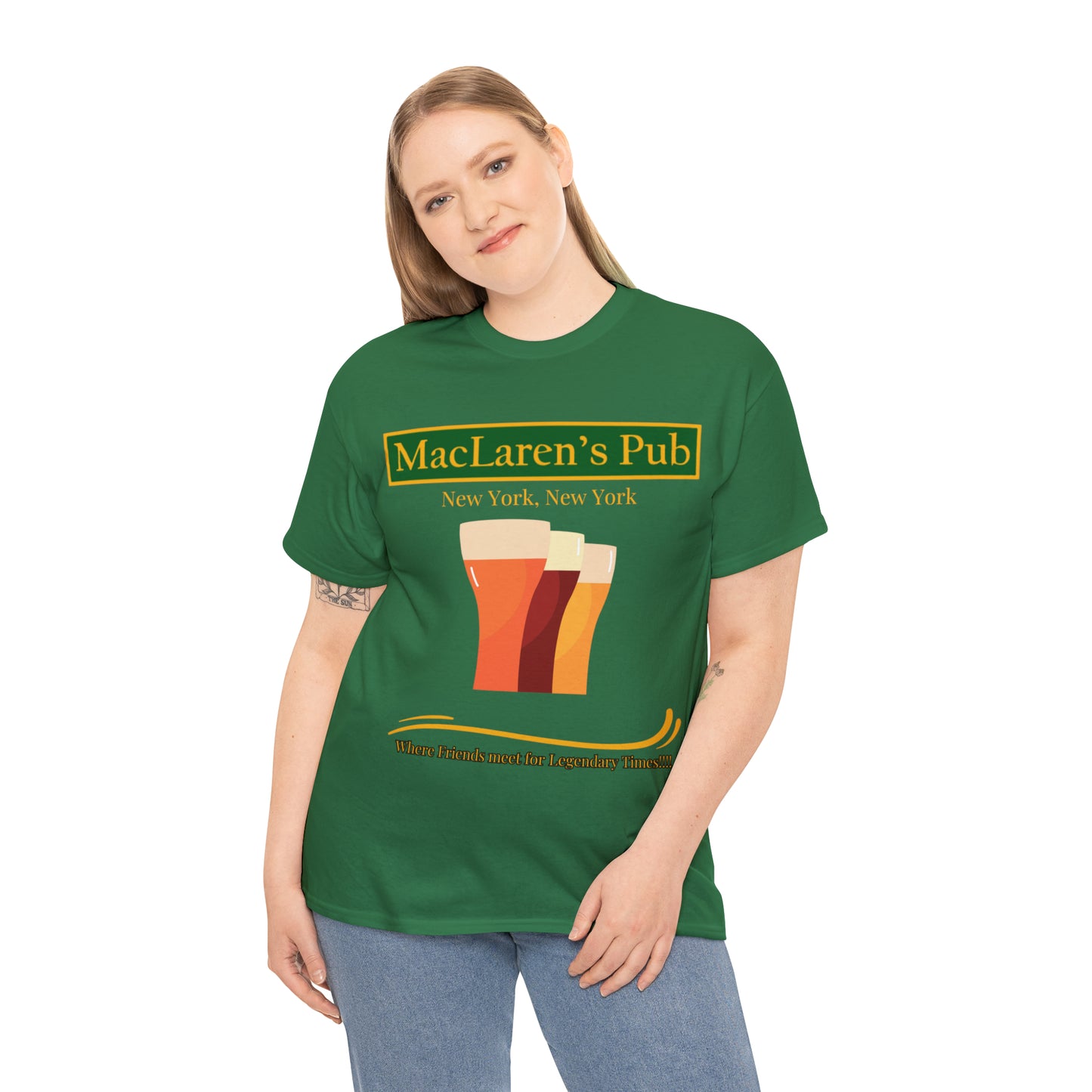 MacLaren's Pub Where Friends meet for Legendary Times!!!! Unisex Heavy Cotton Tee