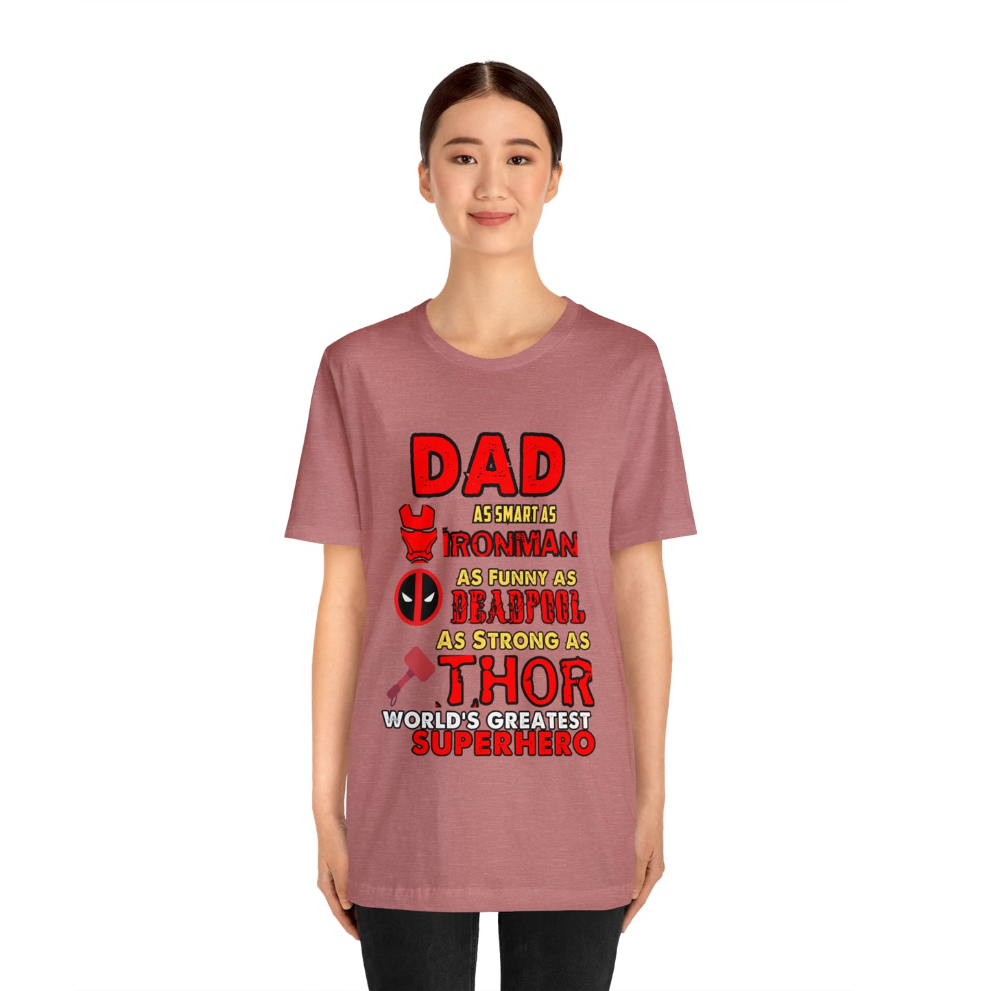 Dad World's Greatest Superhero Unisex Jersey Short Sleeve Tee