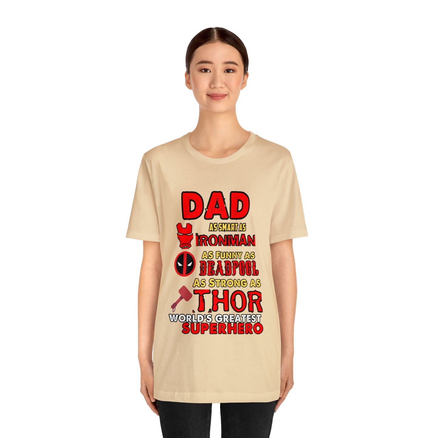 Dad World's Greatest Superhero Unisex Jersey Short Sleeve Tee