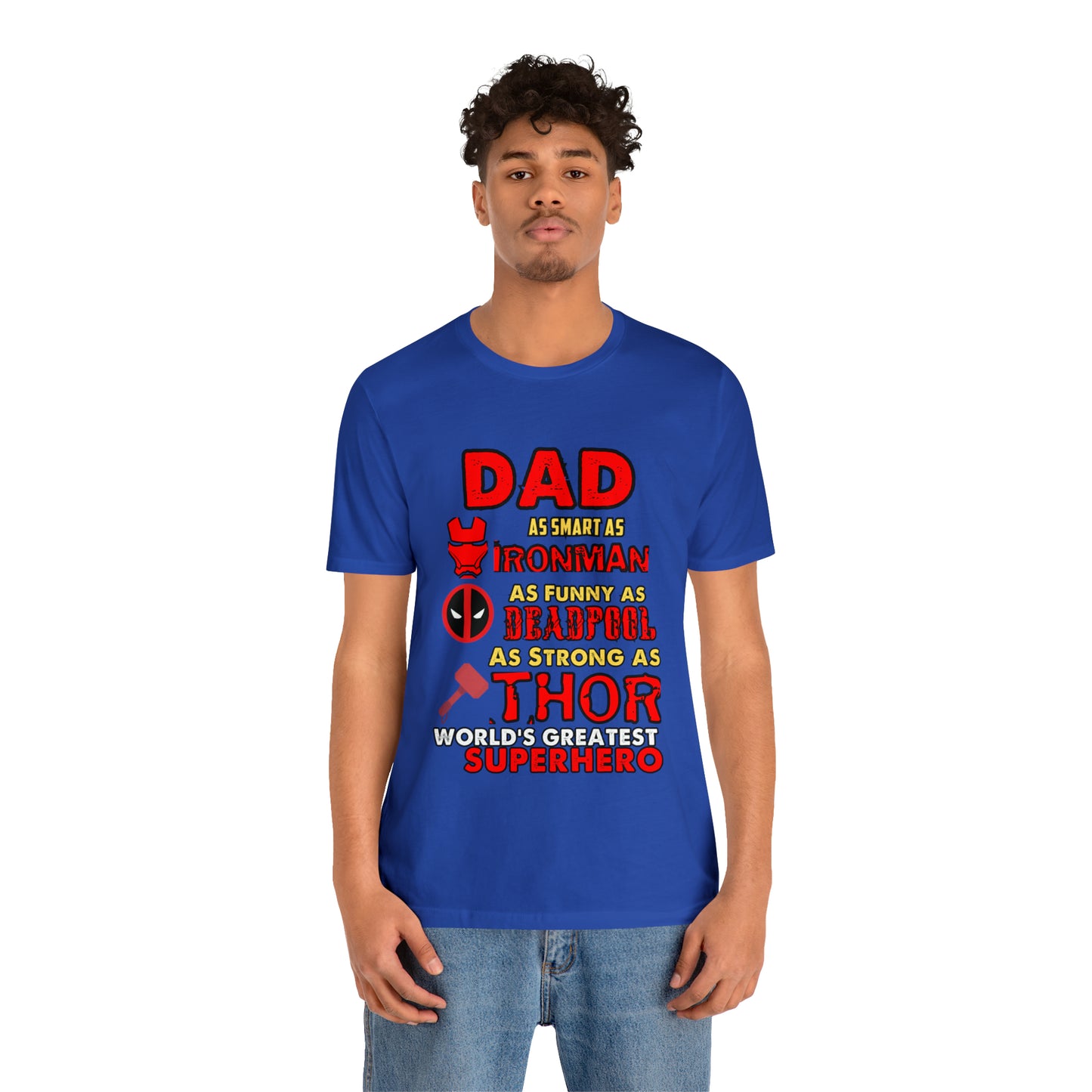 Dad World's Greatest Super Hero Unisex Jersey Short Sleeve Tee