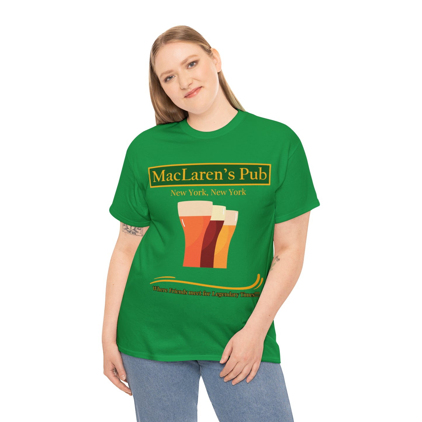 MacLaren's Pub Where Friends meet for Legendary Times!!!! Unisex Heavy Cotton Tee