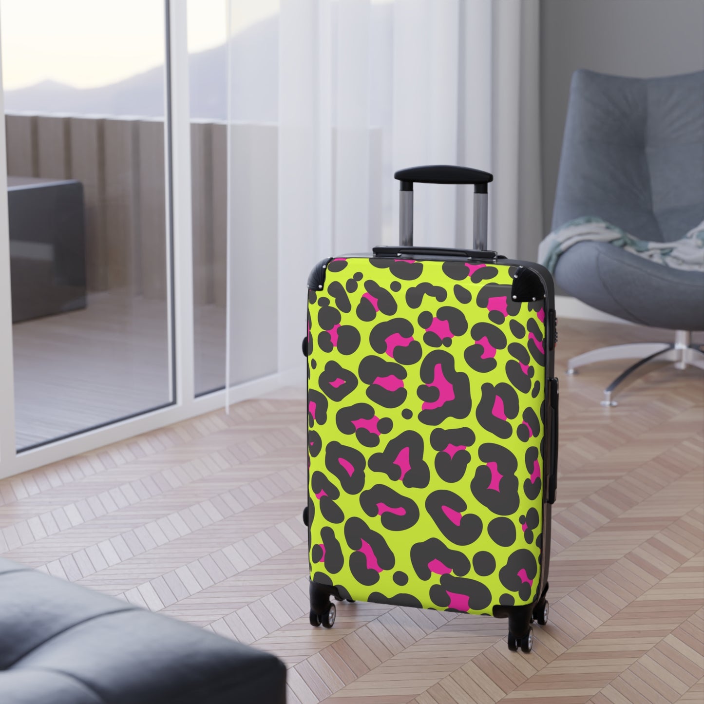 Neon Cheetah Print Suitcase