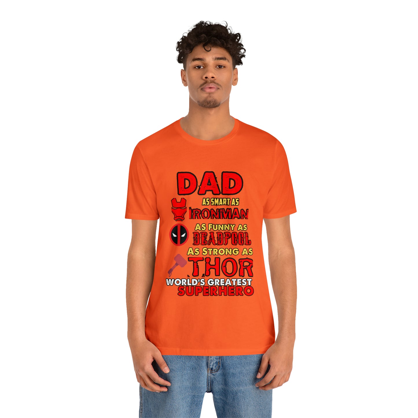 Dad World's Greatest Superhero Unisex Jersey Short Sleeve Tee