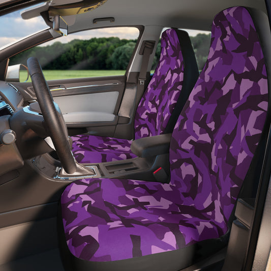 Purple Camo Polyester Car Seat Covers