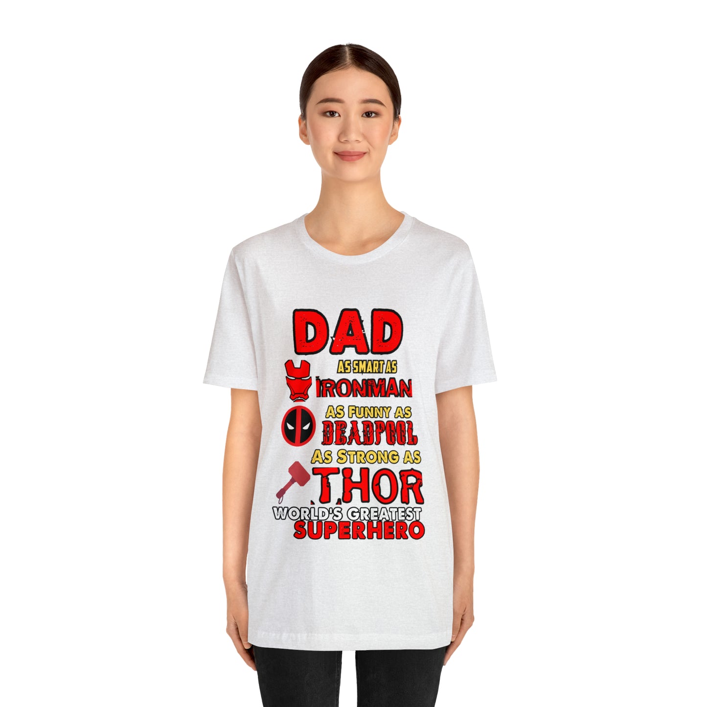 Dad World's Greatest Superhero Unisex Jersey Short Sleeve Tee