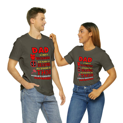 Dad World's Greatest Superhero Unisex Jersey Short Sleeve Tee