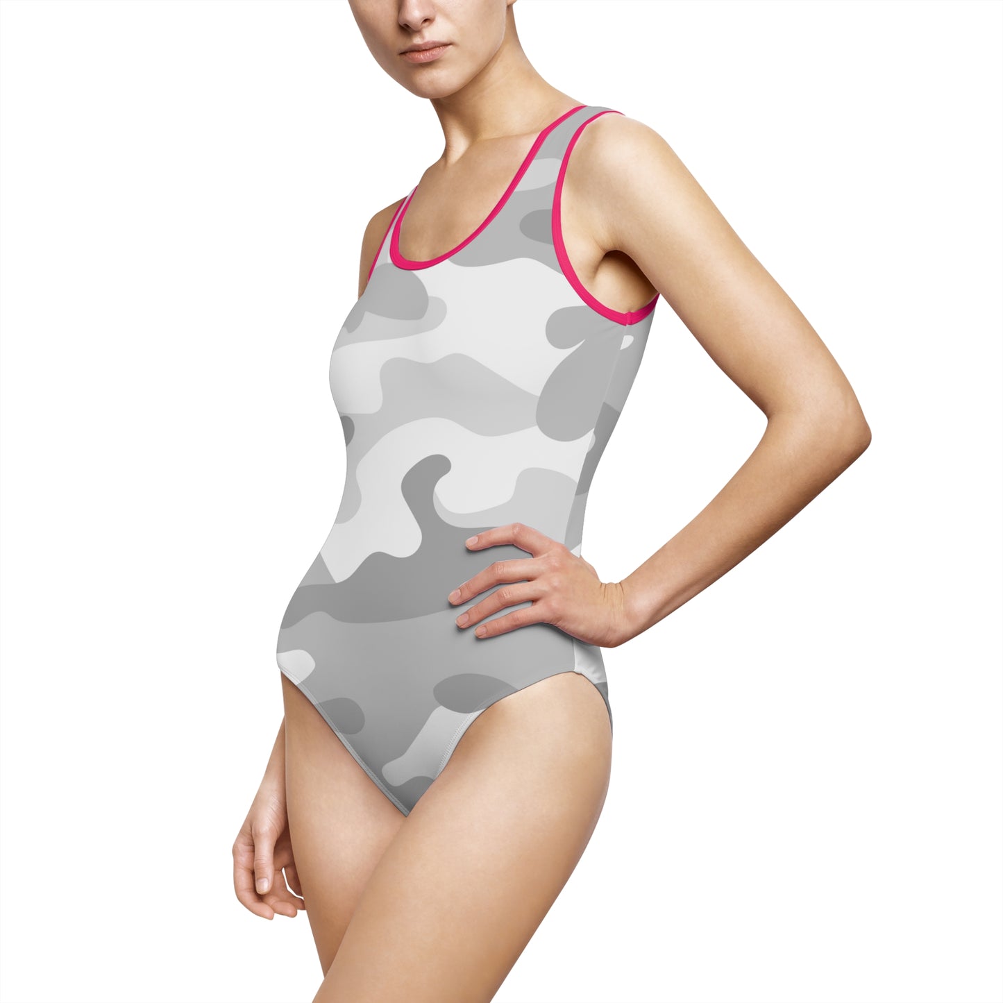 Light Grey Camo Women's Classic One-Piece Swimsuit (AOP)