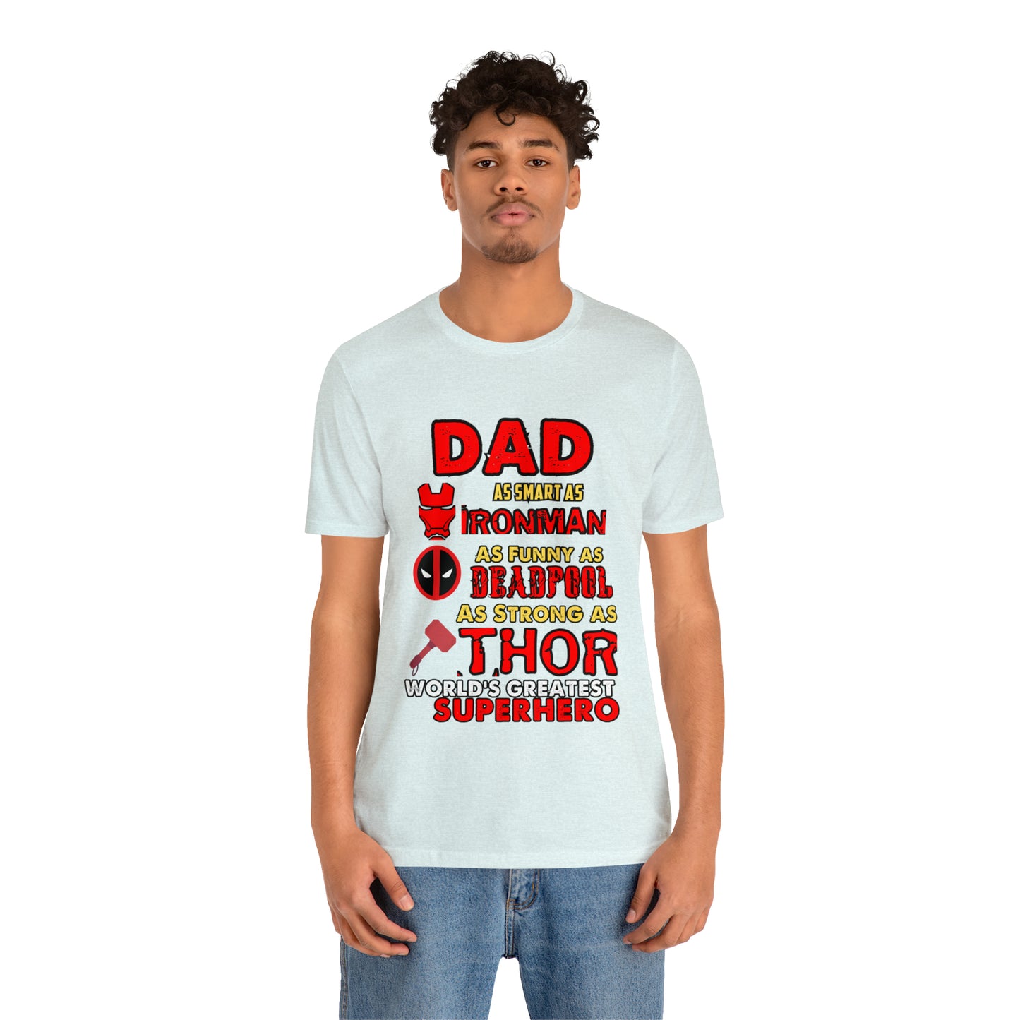 Dad World's Greatest Super Hero Unisex Jersey Short Sleeve Tee