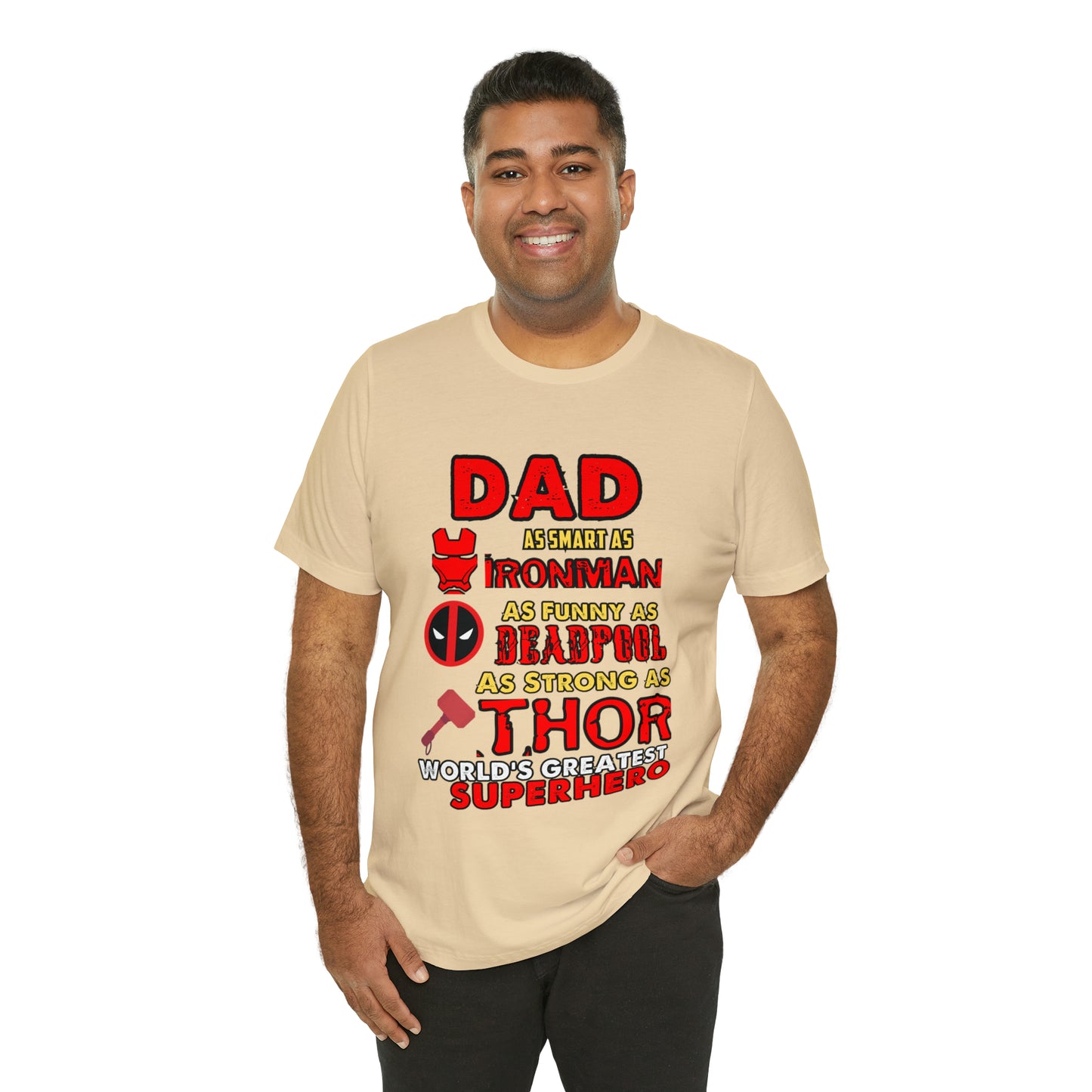 Dad World's Greatest Superhero Unisex Jersey Short Sleeve Tee