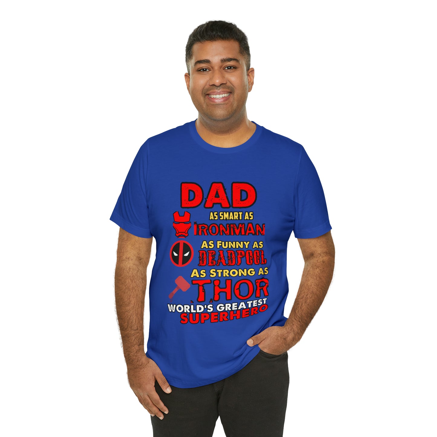 Dad World's Greatest Super Hero Unisex Jersey Short Sleeve Tee