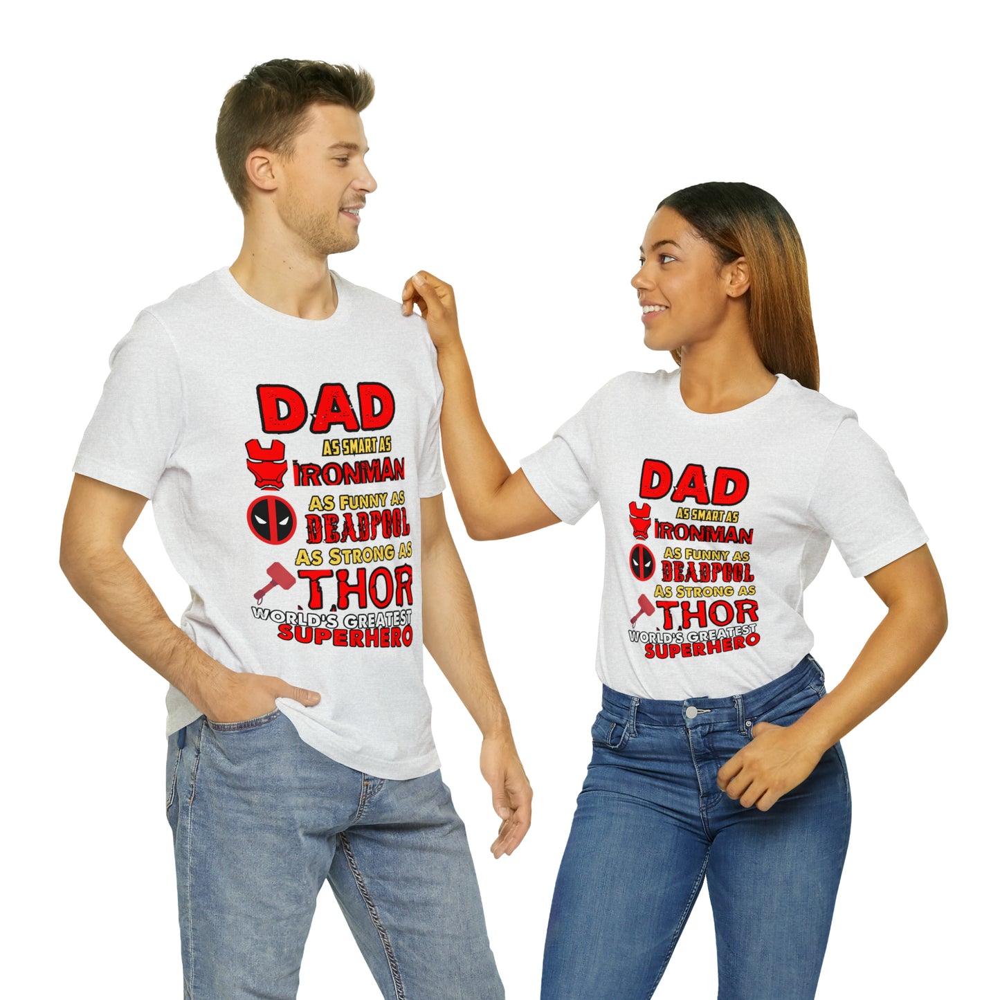 Dad World's Greatest Superhero Unisex Jersey Short Sleeve Tee