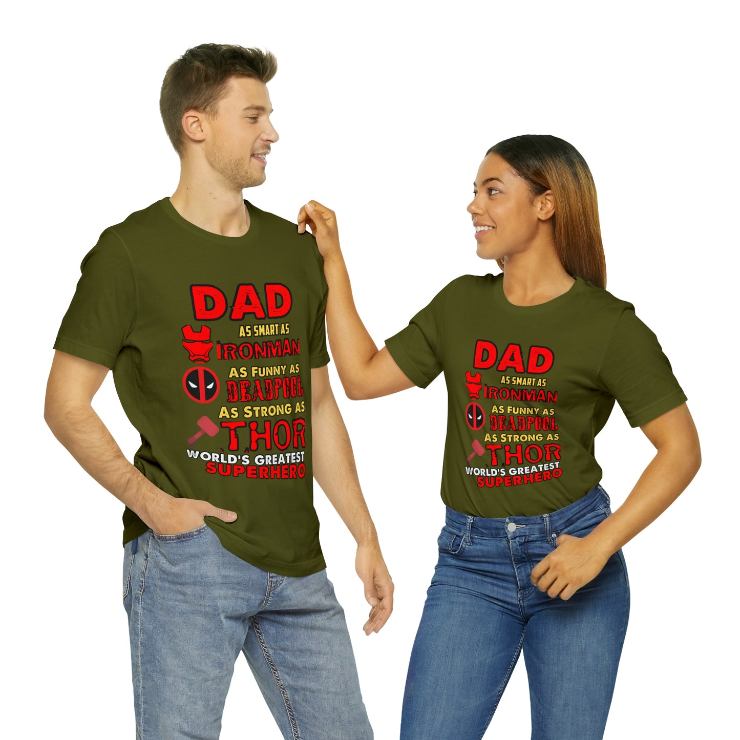 Dad World's Greatest Superhero Unisex Jersey Short Sleeve Tee