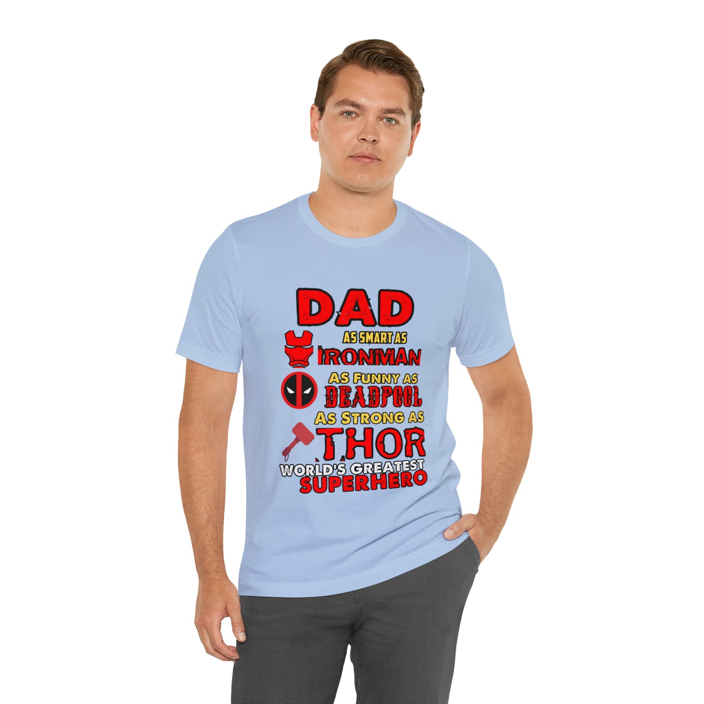 Dad World's Greatest Super Hero Unisex Jersey Short Sleeve Tee