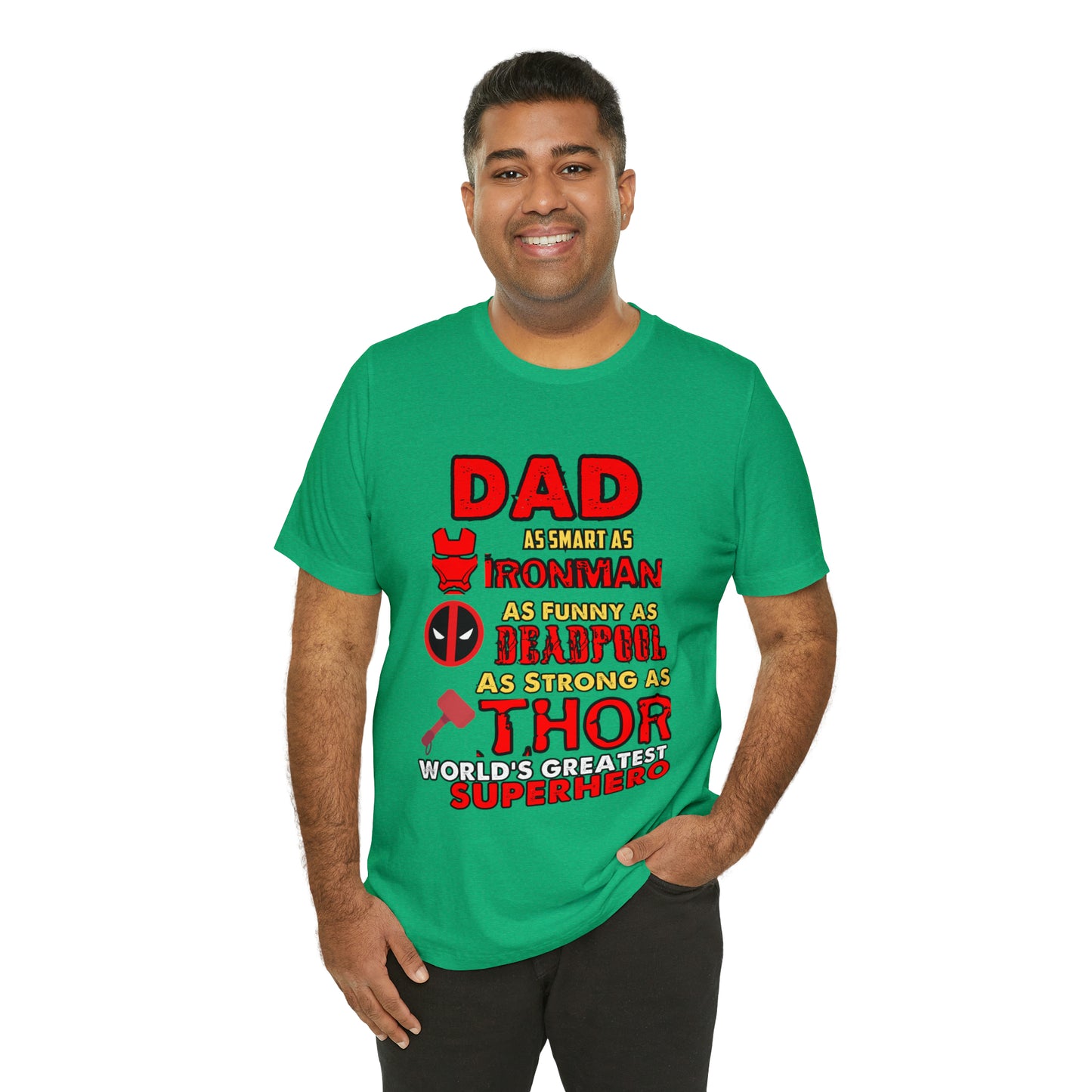 Dad World's Greatest Super Hero Unisex Jersey Short Sleeve Tee