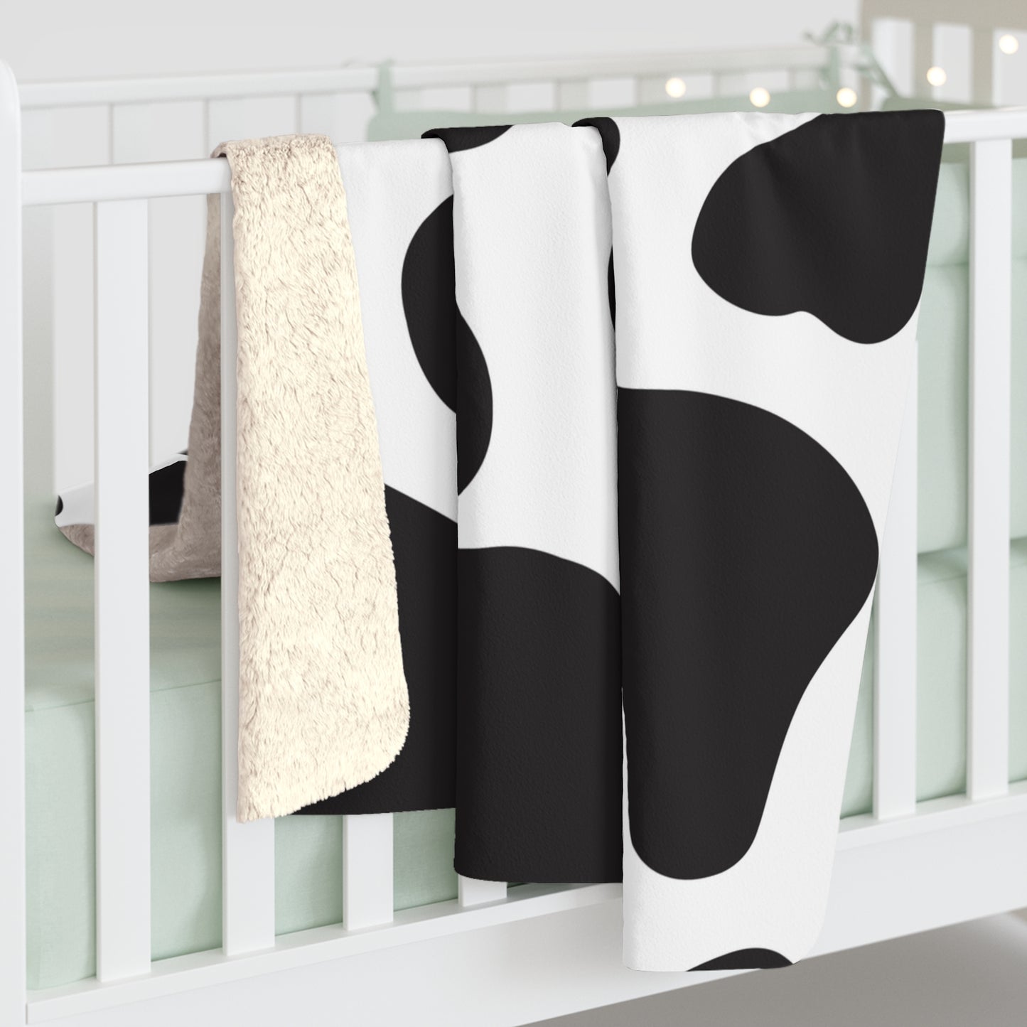 Cow with Black Spots Print Sherpa Fleece Blanket