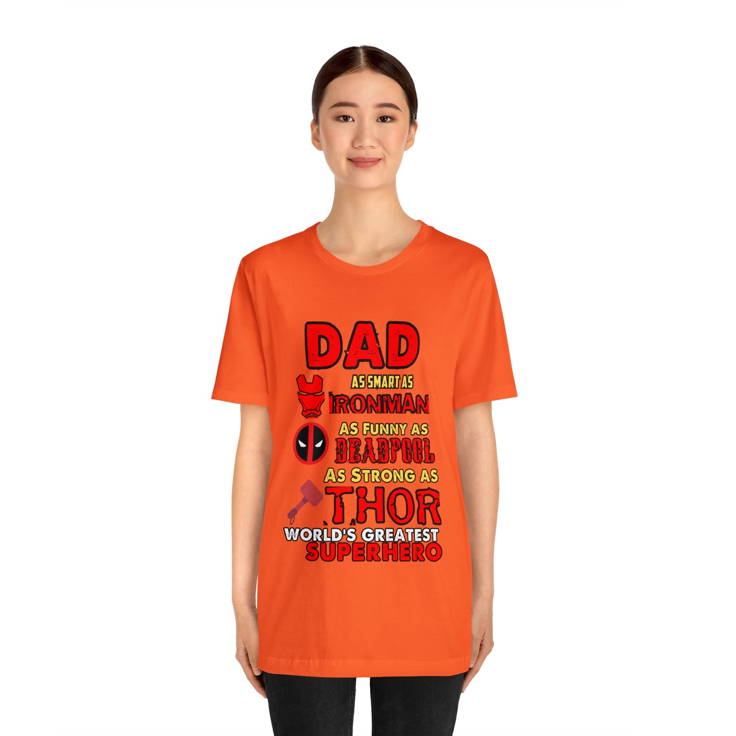 Dad World's Greatest Superhero Unisex Jersey Short Sleeve Tee