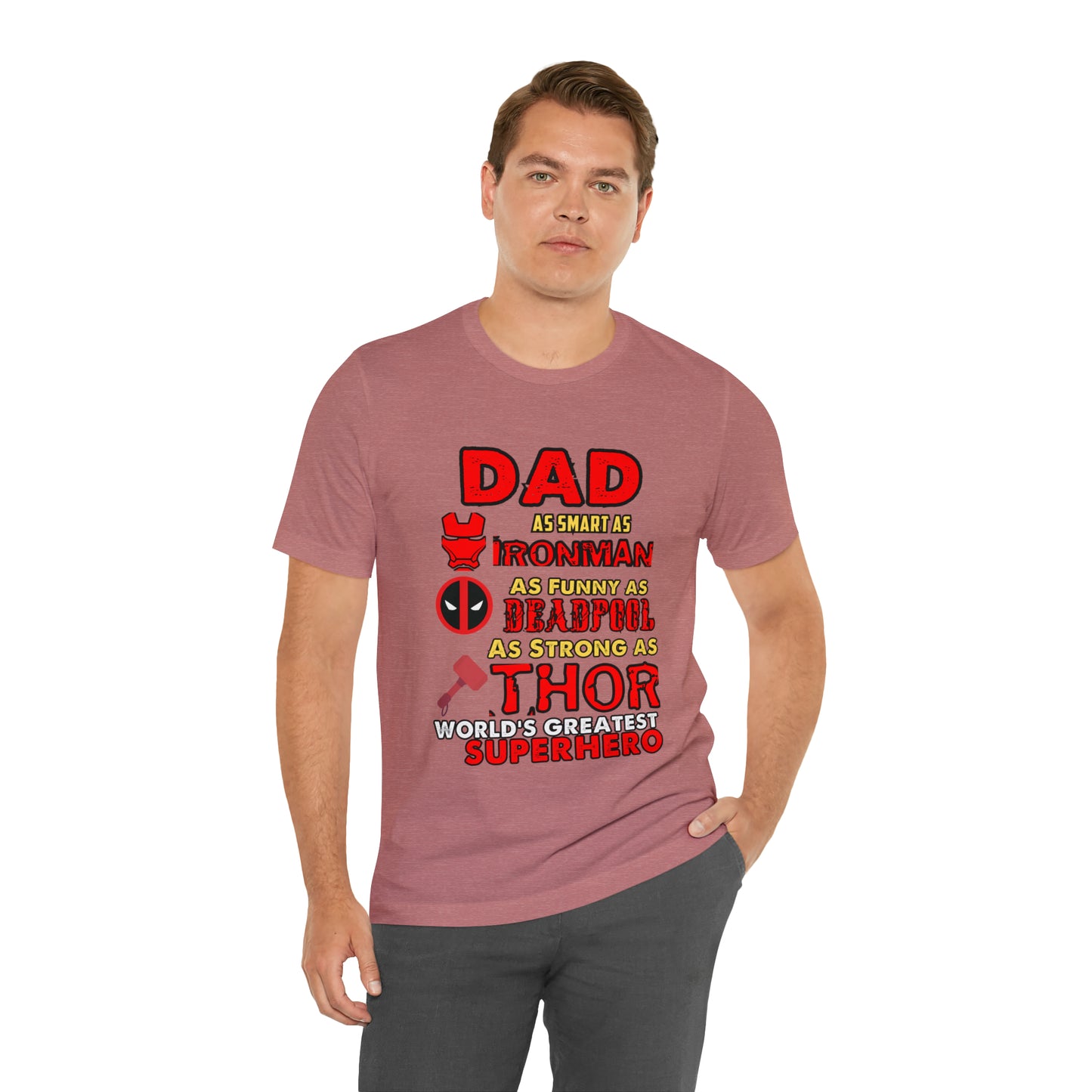 Dad World's Greatest Superhero Unisex Jersey Short Sleeve Tee