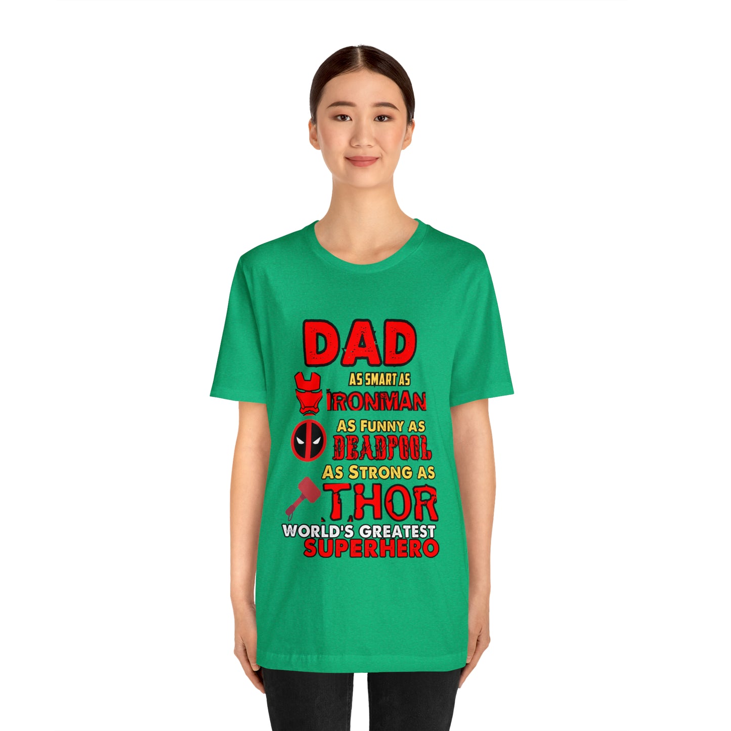 Dad World's Greatest Super Hero Unisex Jersey Short Sleeve Tee