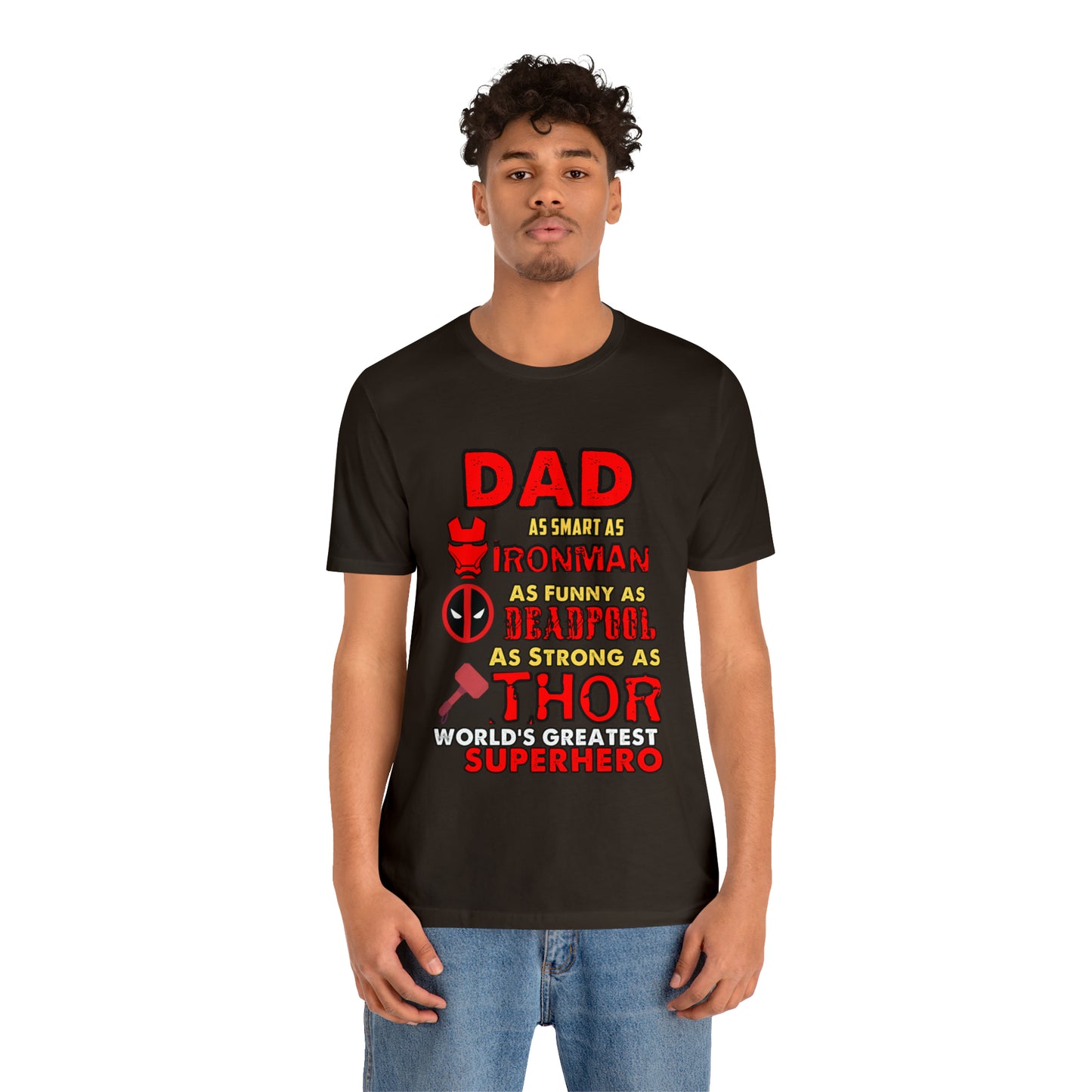 Dad World's Greatest Superhero Unisex Jersey Short Sleeve Tee