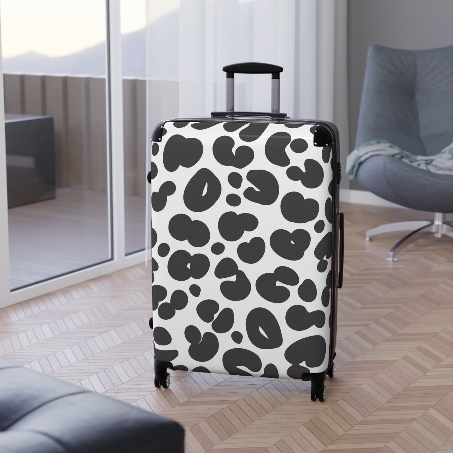 Black and White Cheetah Print Suitcase