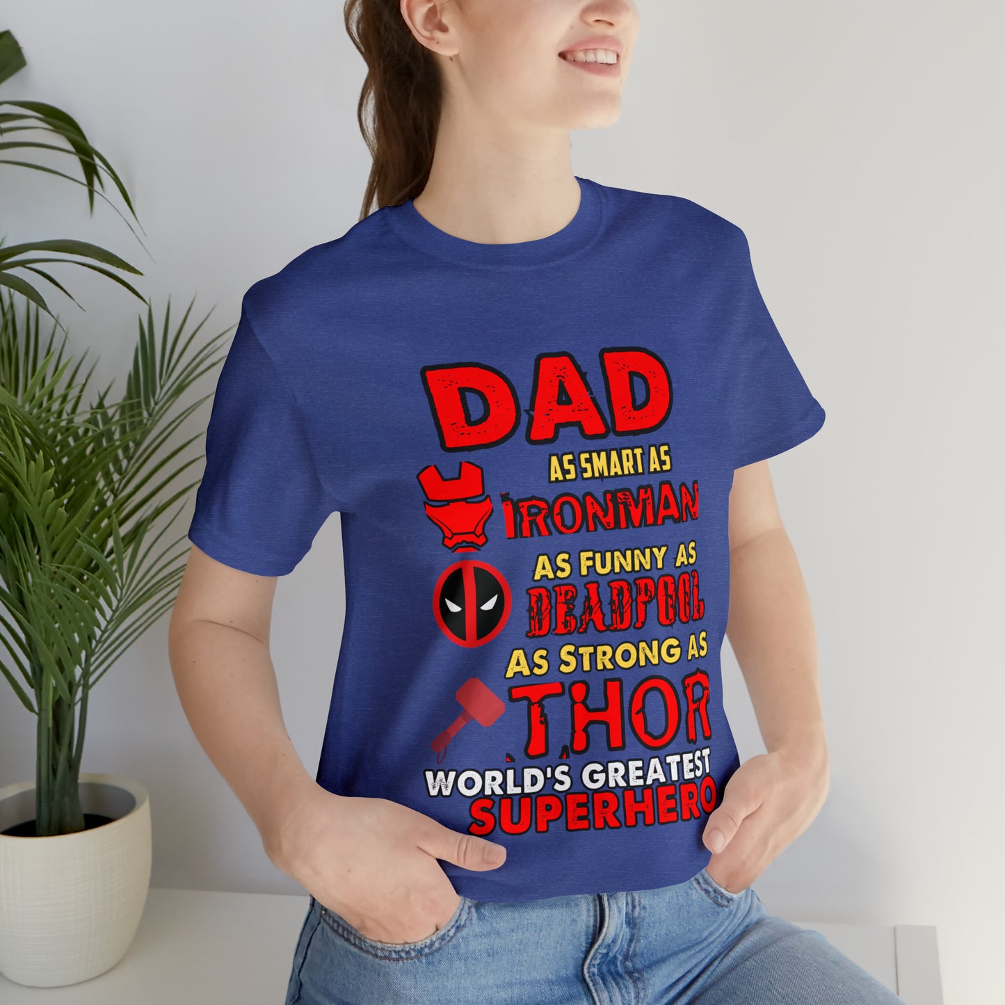 Dad World's Greatest Super Hero Unisex Jersey Short Sleeve Tee