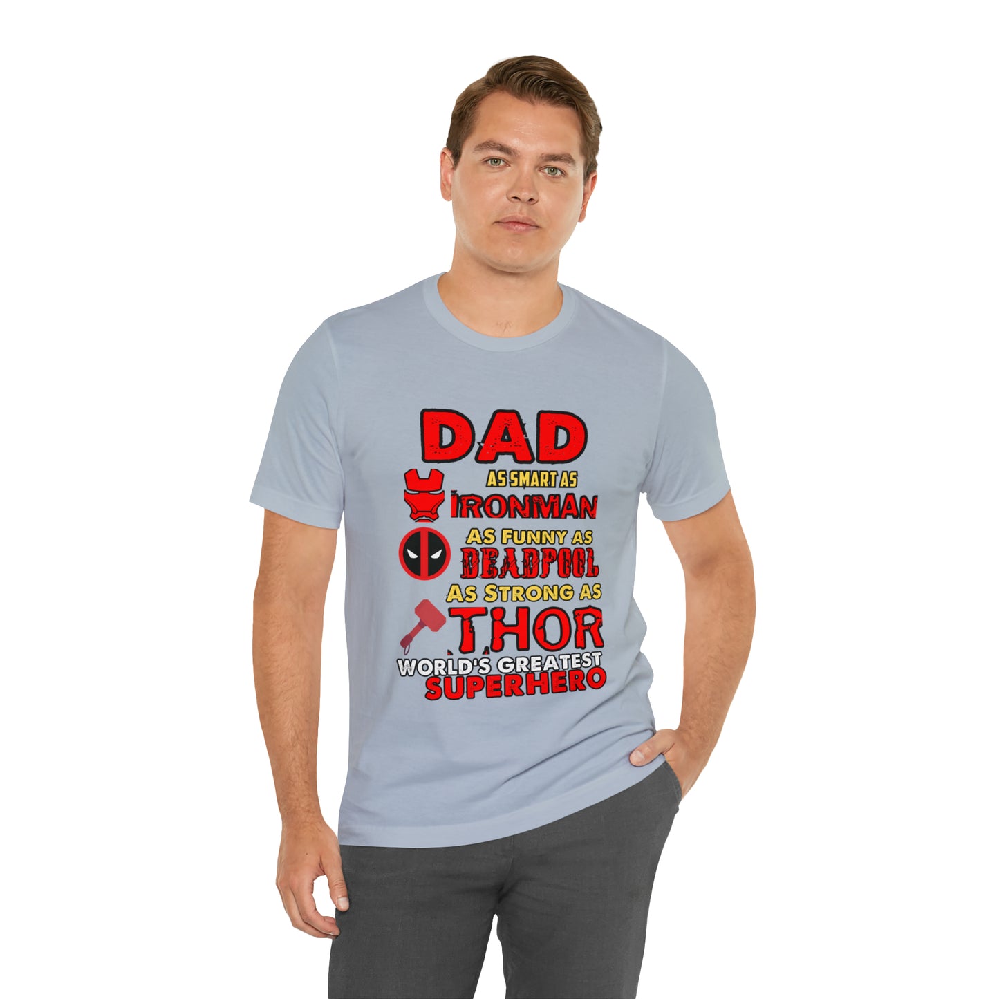 Dad World's Greatest Super Hero Unisex Jersey Short Sleeve Tee