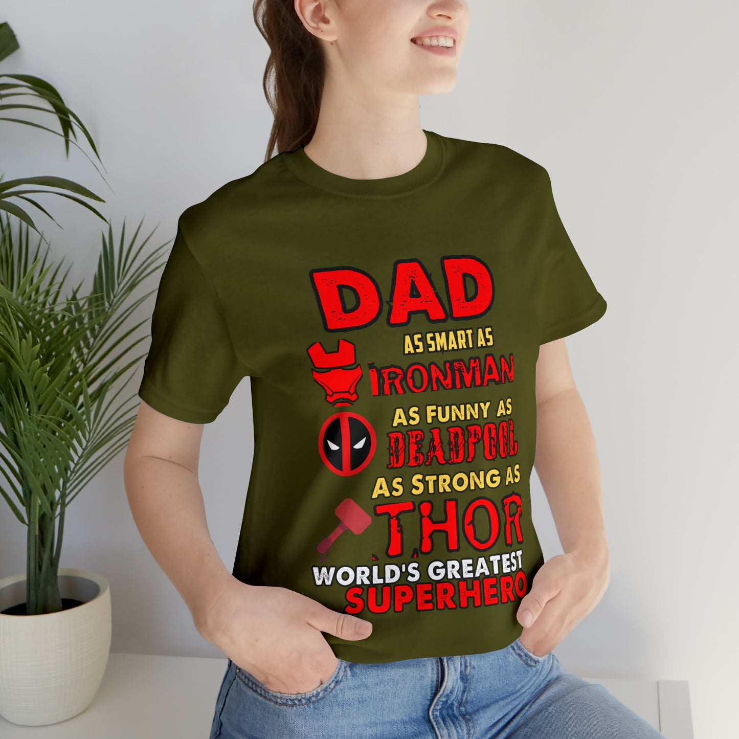 Dad World's Greatest Superhero Unisex Jersey Short Sleeve Tee