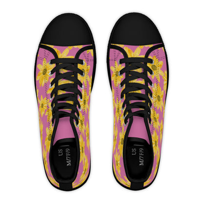 Flower Print Women's High Top Sneakers