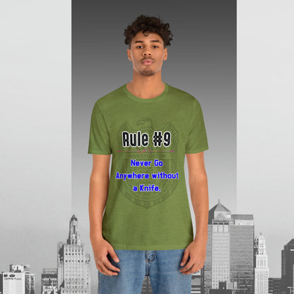 Rules of Gibbs #9 Never go anywhere without a Knife. Unisex Jersey Short Sleeve Tee