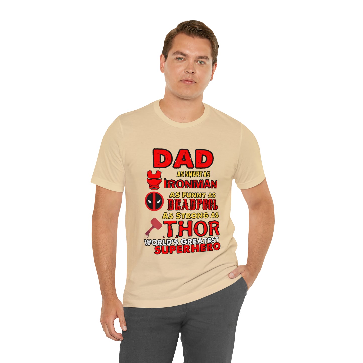 Dad World's Greatest Superhero Unisex Jersey Short Sleeve Tee