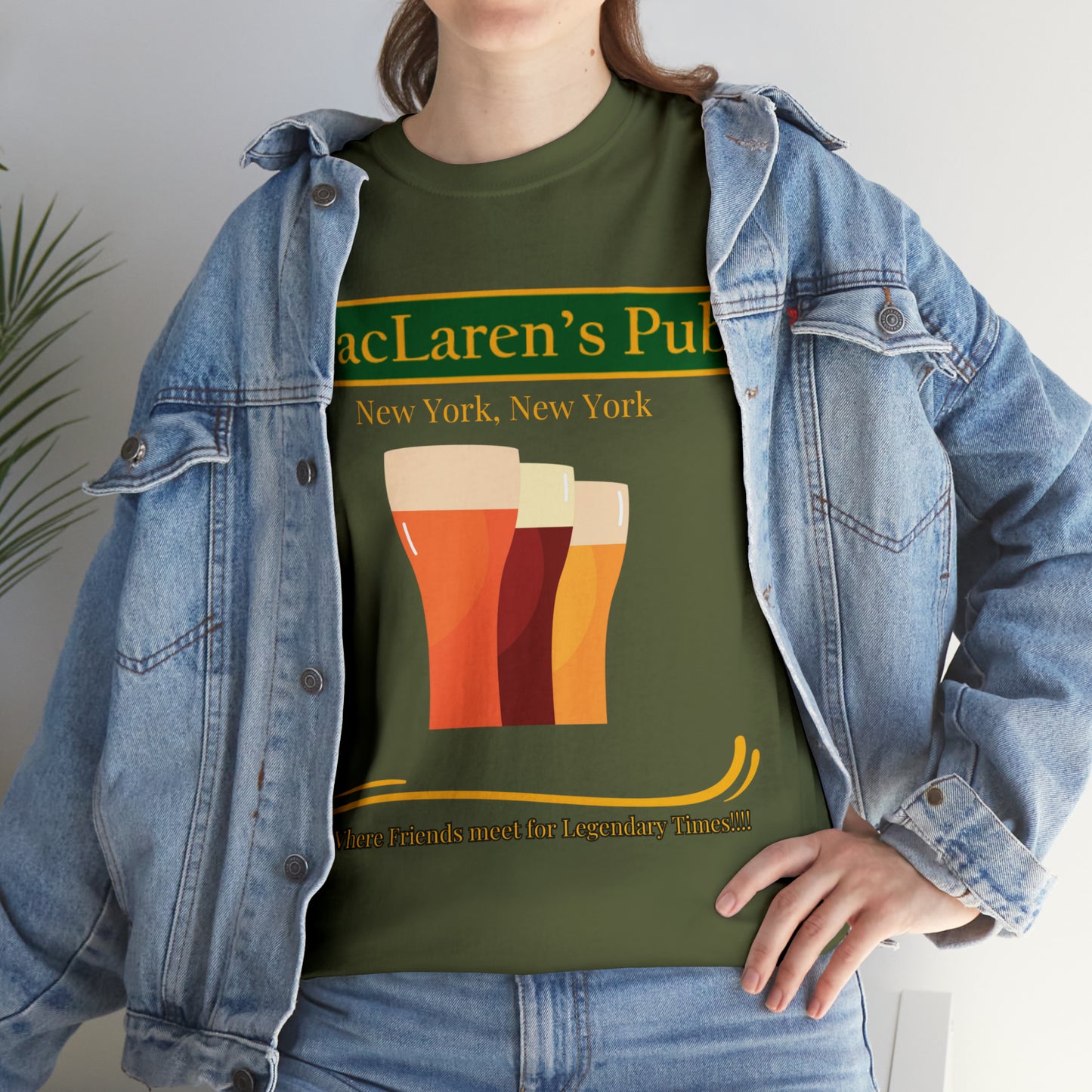 MacLaren's Pub Where Friends meet for Legendary Times!!!! Unisex Heavy Cotton Tee