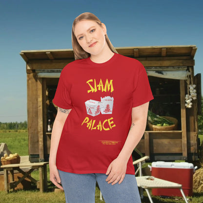 "DirkyThreadz Siam Palace T-Shirt - Bold Takeout Graphic Design in Black Cotton"