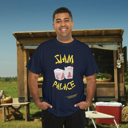 "DirkyThreadz Siam Palace T-Shirt - Bold Takeout Graphic Design in Black Cotton"
