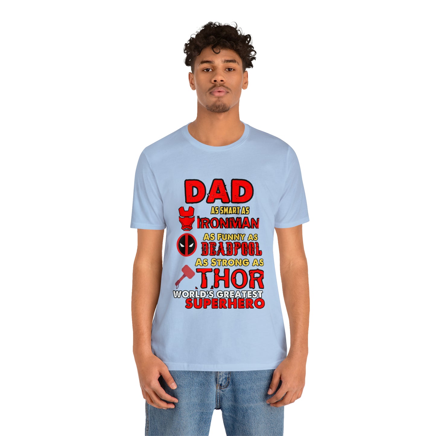 Dad World's Greatest Super Hero Unisex Jersey Short Sleeve Tee