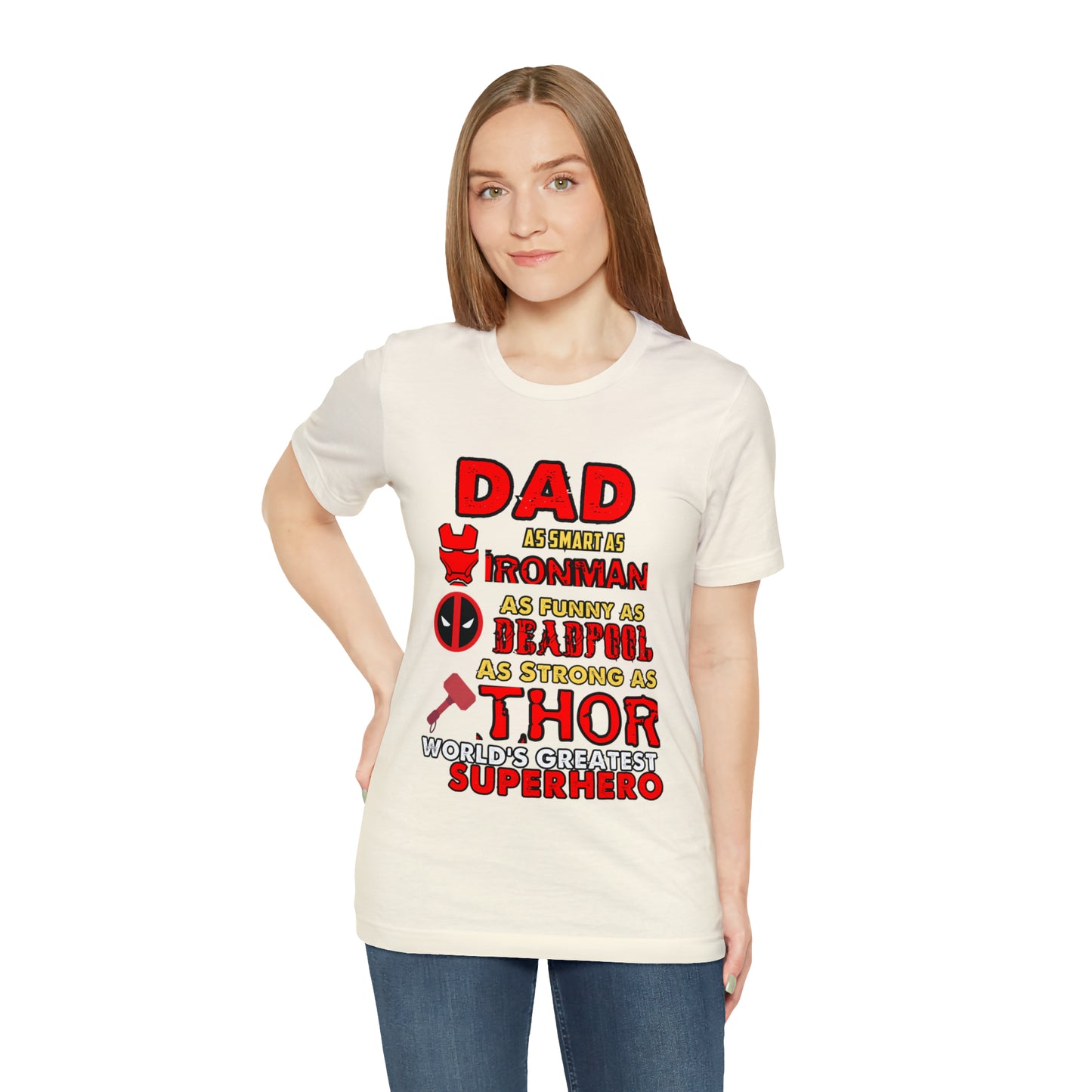 Dad World's Greatest Superhero Unisex Jersey Short Sleeve Tee