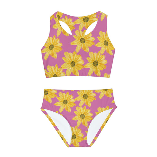 Flower Print Girls Two Piece Swimsuit (AOP)