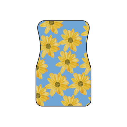 Flowers on a Blue Background Car Mats (Set of 4)