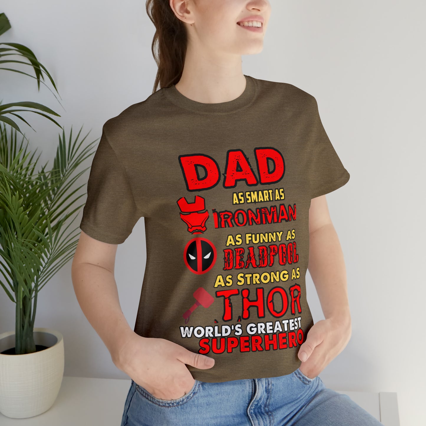 Dad World's Greatest Superhero Unisex Jersey Short Sleeve Tee