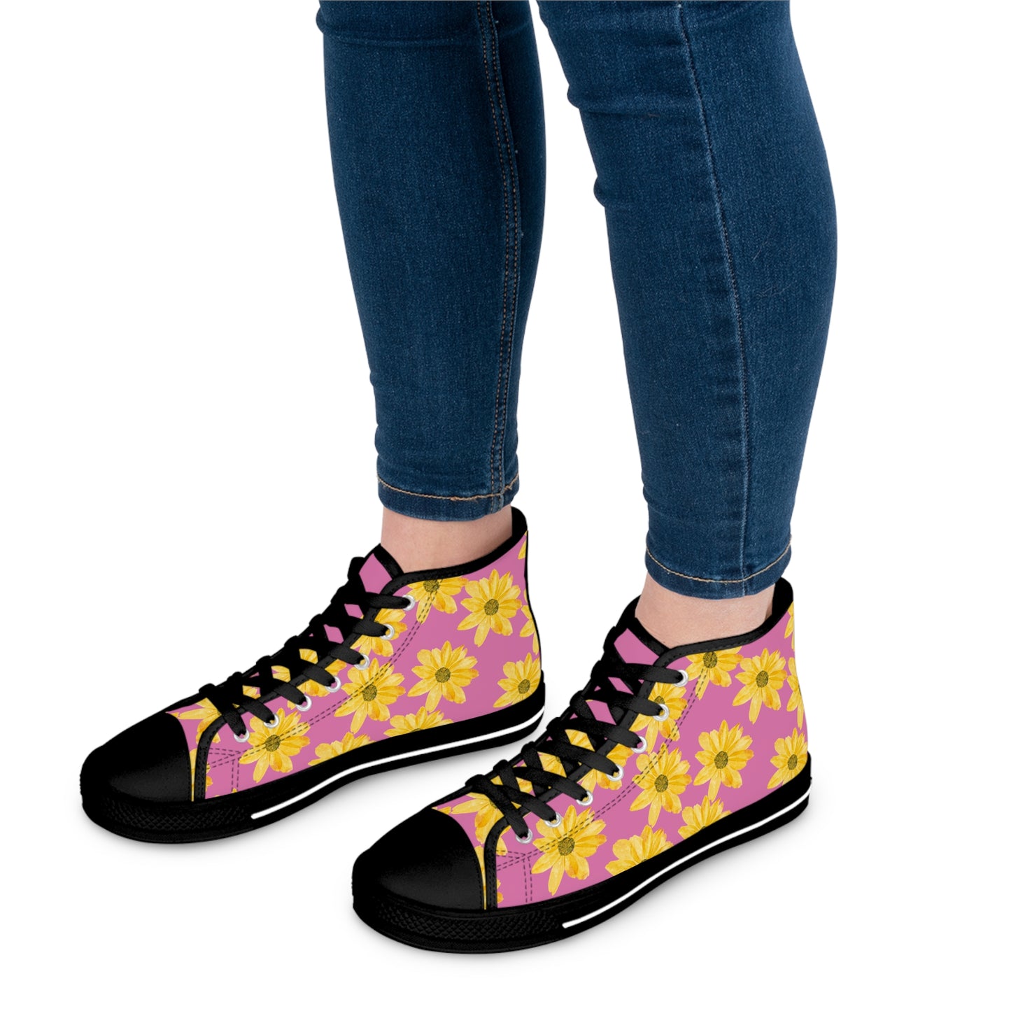 Flower Print Women's High Top Sneakers