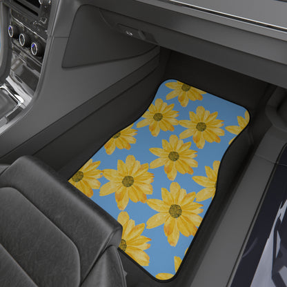 Flowers on a Blue Background Car Mats (Set of 4)