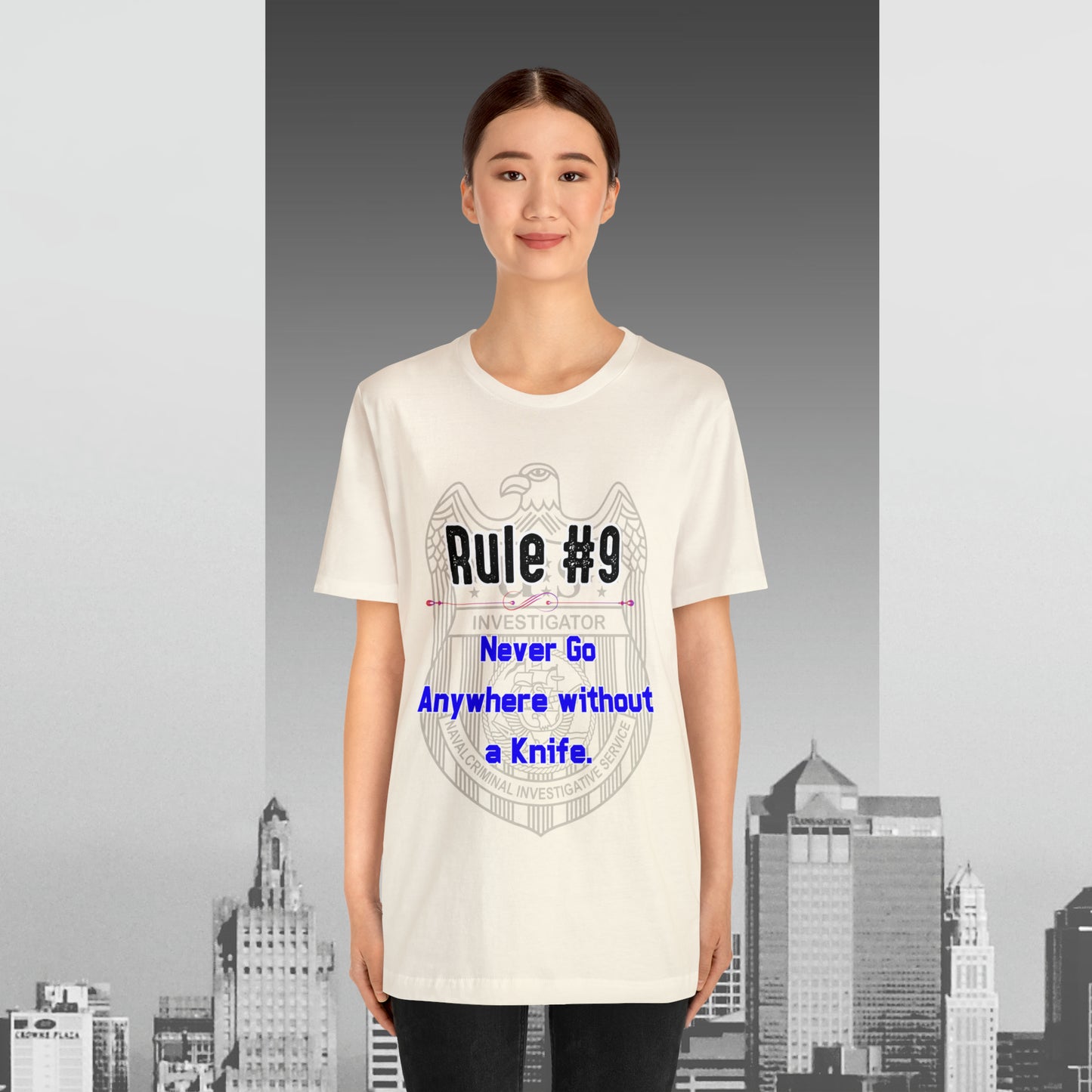 Rules of Gibbs #9 Never go anywhere without a Knife. Unisex Jersey Short Sleeve Tee